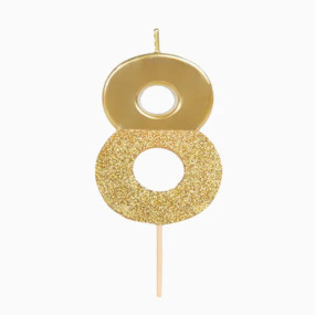Vela 8 Dourado Glitter